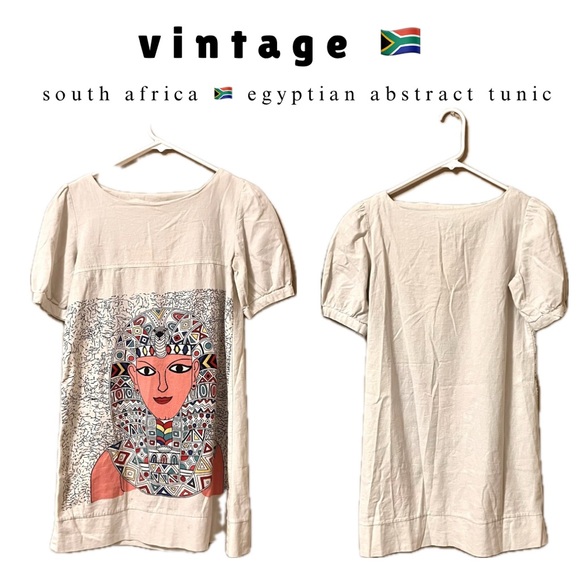 🇿🇦 vintage handmade Egyptian short sleeved geometric tunic top - Picture 3 of 16